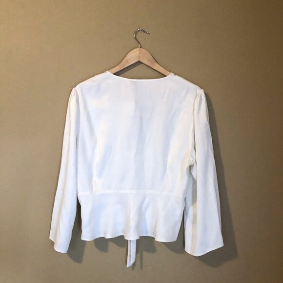 NWT Rixo cream lace satin Rochelle tie front blouse - Picture 6 of 7